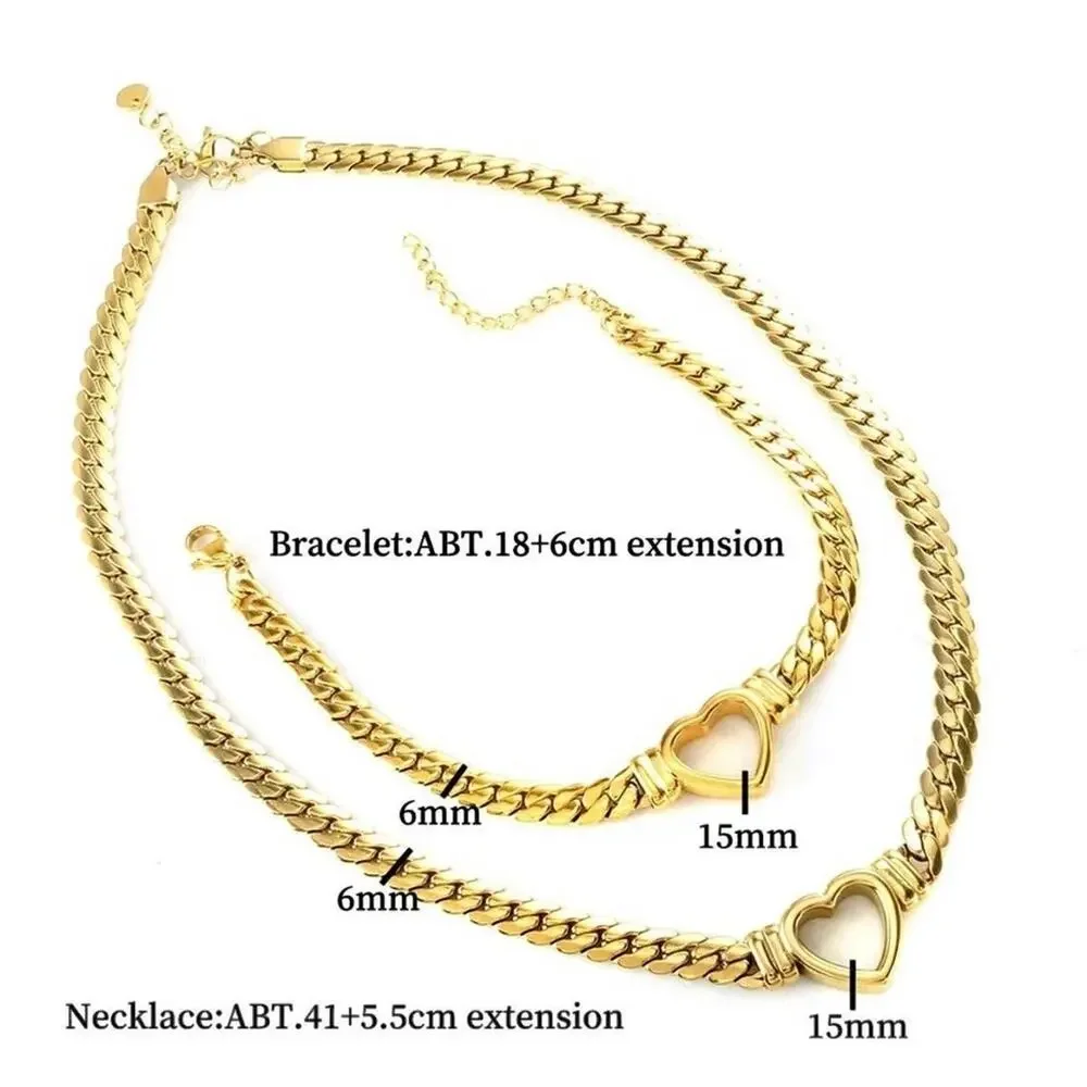 NEW Chunky Chain Heart Bracelet Anklet 14k Gold Plate Waterproof JL08